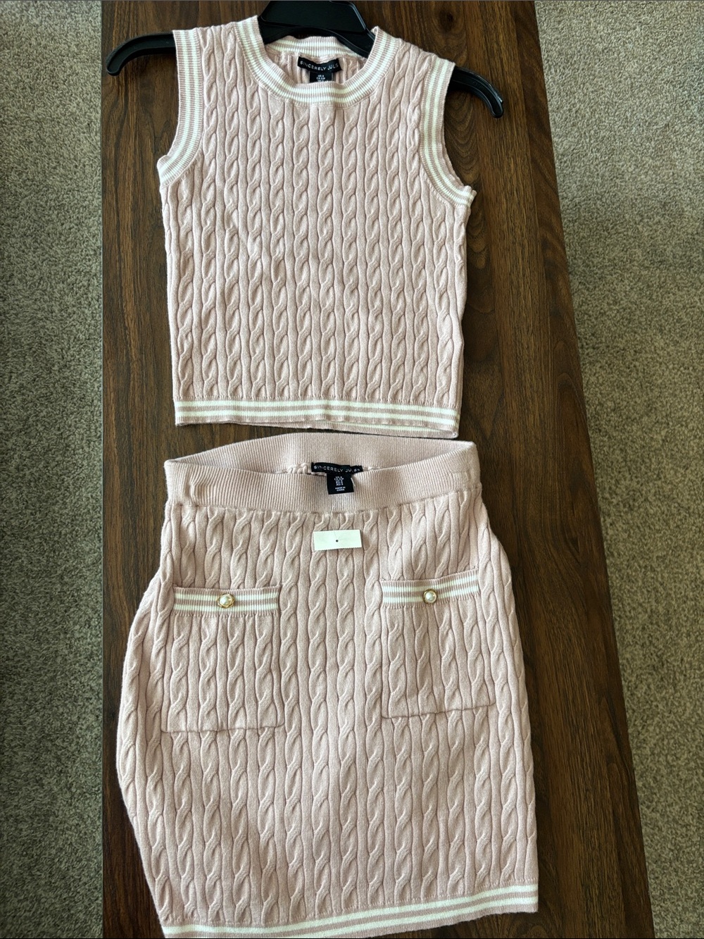Sincerely Jules Cable Knit Tank & Skirt Set - Light Pink